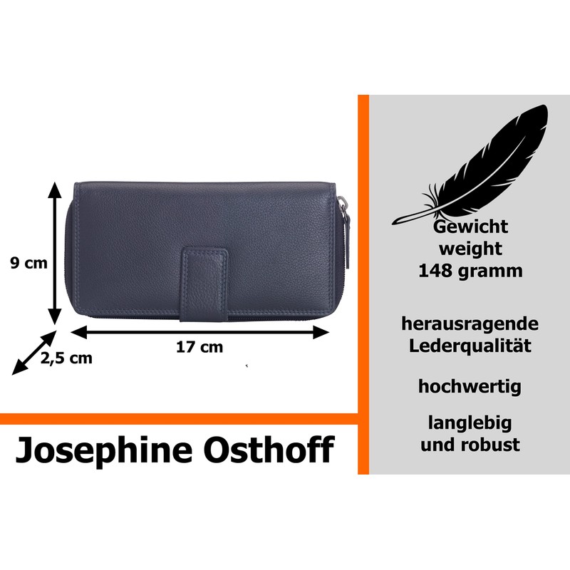 Josephine Osthoff Bremen Compact Genuine Leather Wallet with RFID Protection,