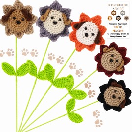 Riceshoot 5 Sets 10 Sets Positive Puppy Dog Animal Crochet Flower Emotional Gifts Support Employee Appreciation Gifts with Inspirational Cards for Pet Lover Teacher Nurse Student (Dogs)