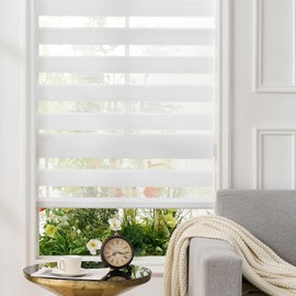 Pesalco Zebra Roller Shades, Cordless Zebra Blinds for Window, Dual Layer Roller Window Blinds for Indoor, Light Control Light Filtering for Day and Night, 71''W X 72''H, White