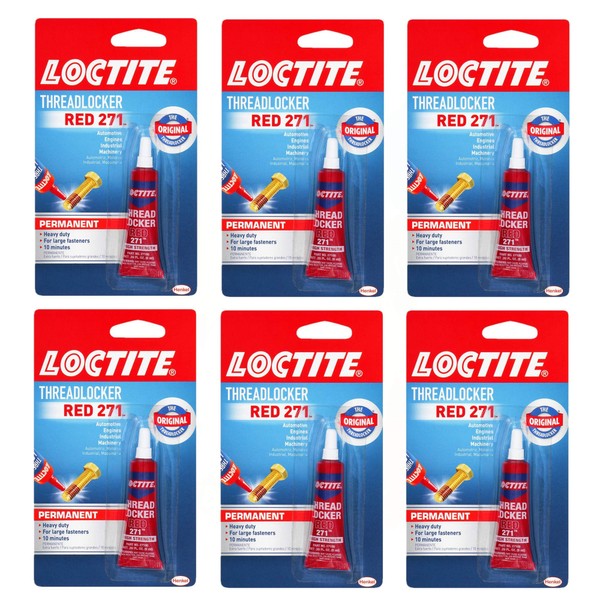 Loctite 209741 Threadlocker Red 271, 0.2 Ounce - 6 Pack