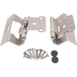 DecoBasics 1/2" Overlay Full Wrap Cabinet Hinges for Kitchen (5 Pair /10 Pcs) -Satin Brushed Nickel Full Wrap Around Self Closing Cabinet Hinges