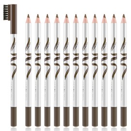 Boobeen Pack of 12 Eyebrow Pencils with Soft Brush, 2-in-1 Natural Waterproof Eyebrow Pencil, Long-Lasting Eyebrow Makeup, Black Eyebrow Pencil Set