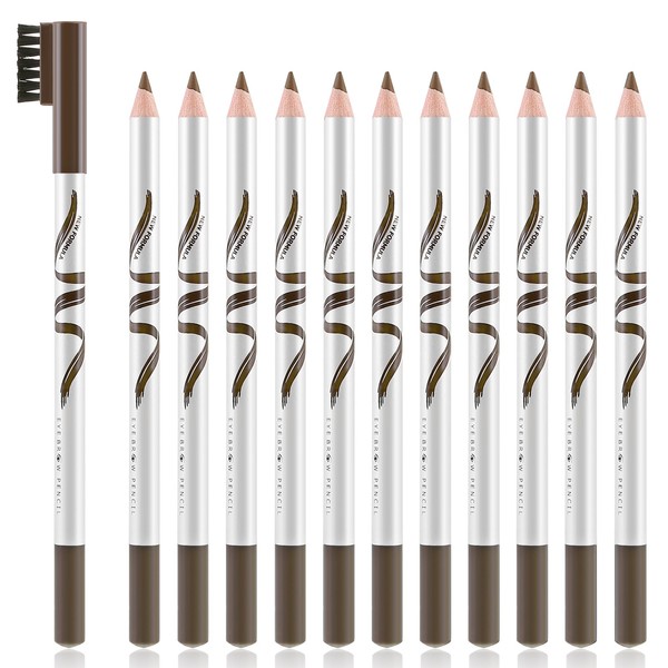 Boobeen Pack of 12 Eyebrow Pencils with Soft Brush, 2-in-1