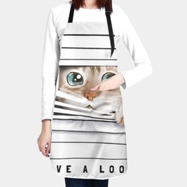 Echoserein Cute Cat Kitten Apron Adjustable Bib Aprons With 2 Pockets For Men Women Chef Waterproof Decorative For Kitchen Cooking Bbq Grilling