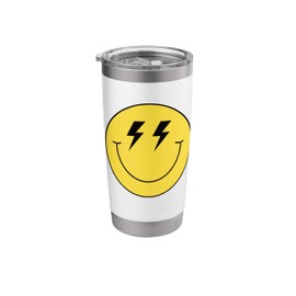 70s Cute Lightning Bolt Eyes Yellow Happy Smiling Smile Face Stainless Steel Insulated Tumbler