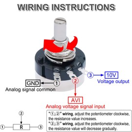 DAOKAI RV24YN20S Single Turn Carbon Film Rotary Potentiometer B103 10K - 2 Pack with Knob Dials,Accurately Measure,for Inverter Speed Regulation