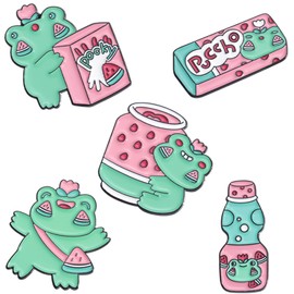 Snappy Frog Enamel Pins Set,Cute Animal Enamel Brooch Pins for Women Men Kids Cartoon Mushroom Enamel Lapel Pins Badges for Clothes Jackets Jackets-5, enamel, enamel