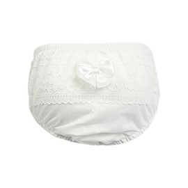 Baby Girls Frilly Pants Soft Touch Spotty Tutu Nappy Cover White Frill Knickers Satin Bow White 6-12 Months