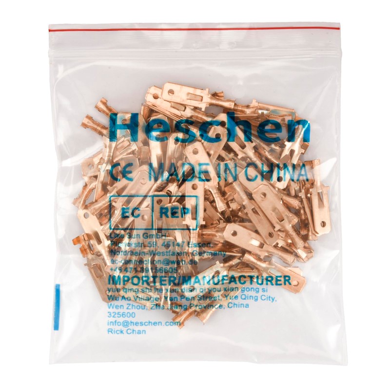 Heschen male spade quick splice crimp terminals 6.3mm crimp connector