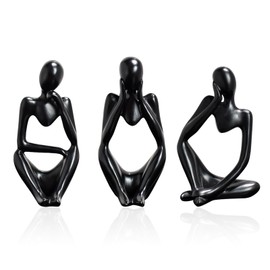 shirylzee 3Pcs Thinker Statue Abstract Art Sculpture Home Decor Aesthetic Bookshelf Decor for Home Office Desk Table Decor Collection Cute Accent Figurine