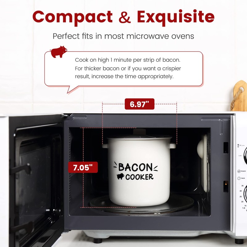 SOLIGT Ceramic Bacon Cooker for Microwave Oven - Splatter-Proof Design