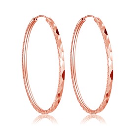 Estrellique 925 Sterling Silver Hoop Earrings for Women, Ear Rings Large Hoop 40mm Diameter, Hypoallergenic Huggie Lightweight Round Circle Earring, Rose Gold Ear Jewellery Presents for Mother's Day