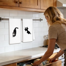Tuxedo Cat Kitchen Towels, Tuxedo Cat Gifts for Women, Cute Black and White Kitty Kitten Decorative Dish Tea Hand Towels for Kitchen Bathroom, 16x24 Inches Set of 2