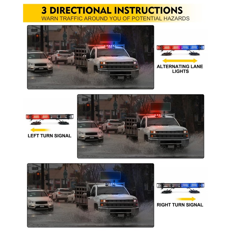 LUMENIX 72 LED Rooftop Emergency Strobe Light Bar w/Control Panel