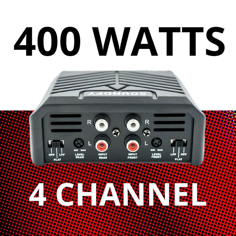 Soundfy SA 400.4 4-Channel Digital Car Audio Amplifier, 400W RMS
