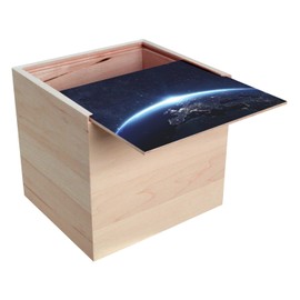 Fabulous Wooden Box - Earth - View of Space Planet Sun Astronomy Europe (10 x 10 x 10 cm)