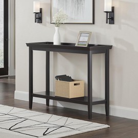 Convenience Concepts Ledgewood Console Table 48" - Modern Narrow Sofa Display Accent with Storage Shelf for Transitional, Traditional Living Room, Entryway, Hallway, or Bedroom, Black