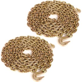 A A IN Transport Binder Chain 2 Pack 5/16 in * 10 FT | 4,900 LBS Working Load Capacity | G80 Tow Chain with G70 Grab Hooks | Heavy Duty for Transporting, Towing, Tie Down Binding