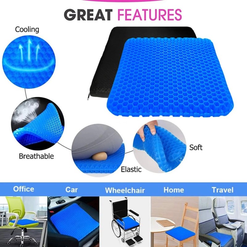 Helishy Extra Large Gel Seat Cushion, 17x17inch Double Thick Egg