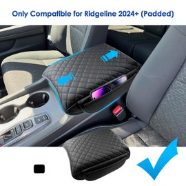 Coleya 2024 2025 Ridgeline Accessories Center Console Cover for Honda Ridgeline (Sport/RTL/TrailSport/Black Edition), Leather Cushion Padded 2024 Ridgeline Armrest Cover 2025 Ridgeline Accessories