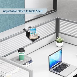 QJWDB Small Office Cubicle Shelf Hanging Storage Organizer Adjustable Hooks Cubicle Wall Corner Shelves Accessories for Work Decor