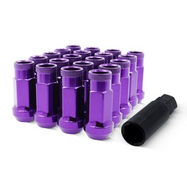 EZAccessory 14x1.5 Extended Tuner Lug Nuts 20 Pcs+Key Purple Racing Open End for Dodge Charger 05-25 Dodge Challenger 08-24 Chevy Camaro 10-25 Ford Mustang 15-25