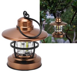 Camping Lantern, Retro Warm Camp Light, Battery Powered Metal Vintage Hanging Lamp, Camping Vintage Hook Design One Button Switch 3 COB
