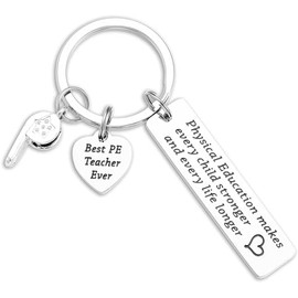 PE Teachers Keychain Whistle Pendant PE Gym Professor Retirement Jewelry From Student Physical Education Pe Teacher Keyring - Silver