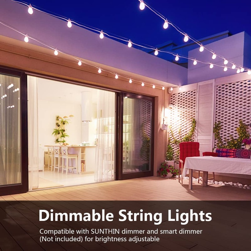 SUNTHIN White Outdoor String Lights, 96FT White Patio Lights with