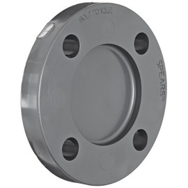 Spears 853 Series PVC Pipe Fitting, Blind Flange, Class 150, Schedule 80, Gray, 4"