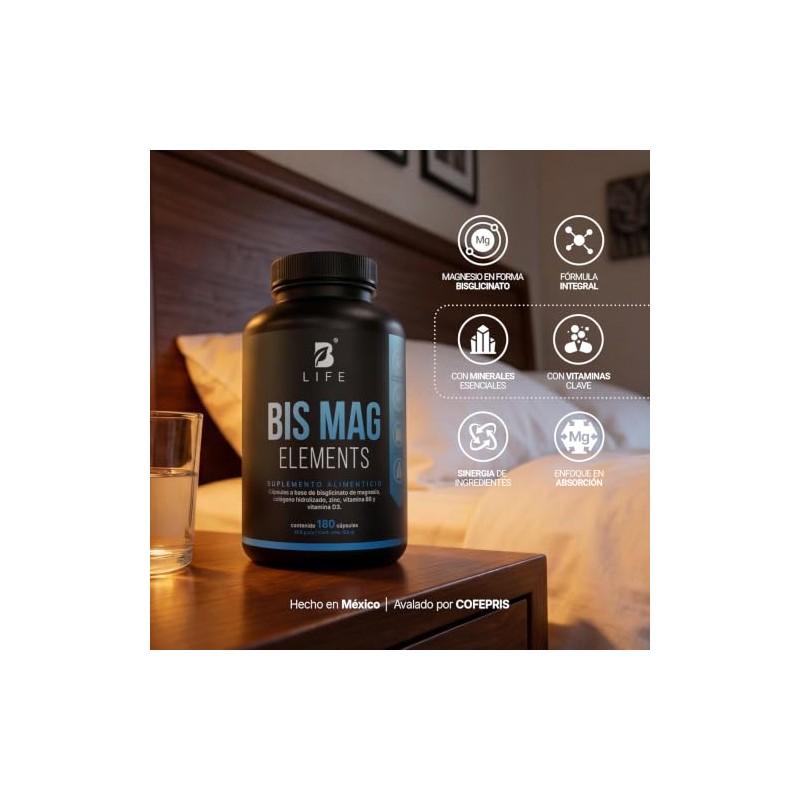 Life Bisglicinato Magnesio 180 Cápsulas 1200mg Por Porción Alta Absorción