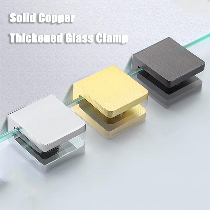 KUMGROT 4pcs Shower Shelf Clips Glass U Clamp Shelf Adjustable