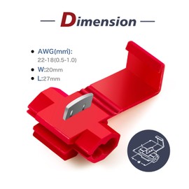 Chanzon 22-16AWG Quick Splice Wire Connectors Snap Red Gauge Wire Tap Solderless Electrical Certificated Self Stripping Cable Joiner Terminal Crimp Connector(10pcs)