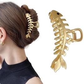 AKOAK Large Metal Hair Claw Clip, Non-slip Fishbone Shaped Ladies Thick Hair Clip, Hair Jaw Clip for Women with Thick/Thinning Hair -Pack of 1
