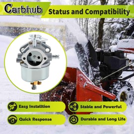 Carbhub 640052 Carburetor for Tecumseh 640349 640054 640058 640058A HMSK80 HMSK85 HMSK90 HMSK100 HSMK110 LH318A LH358SA 8HP 9HP 10HP Snowblower Generator Chipper Shredder - Tecumseh 640052 640054 Carb