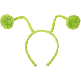 CHEU antenna headband costume as bee, snail, ant, insect props with bendable plush pom pom bopper (green)