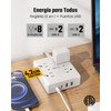 SUPERDANNY 12 En 1 Regleta Multicontacto 1,8 Metros Enchufe Plano,