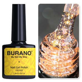 BURANO Holographic Gel Polish, Reflective Glitter Gel Polish 7.3ml UV LED Pink Glitter Gel Nail Polish for Home DIY, Diamond Gel Nail Polish Curing Required (YH30)