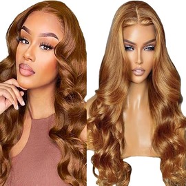 Lakaisa Body Wave Human Hair Wig, Brown, 4x4 Lace Front Real Hair Wig, Wear and Go Glueless, 100% Unprocessed Brazilian Remy Hair Wig, No Smell for Woman, 16 Inches (40.6 cm)