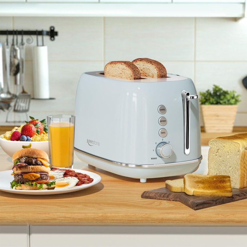 Retro 2 Slice Stainless Steel Toaster with 6 Bread Shade