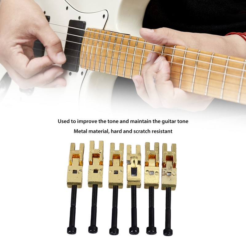 6Pcs Electric Guitar Bridge Saddle Double Locking Tremolo Metal Roller