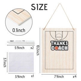 WATINC Thanks Coach Photo Frame - 7pcs Basketball Coach Wood Frame Gifts with Pen for Women Men Team Player, Home Office Sports Decorations Hanging Picture Frame Wall Art Photo Album (10.2” x 7.9”)
