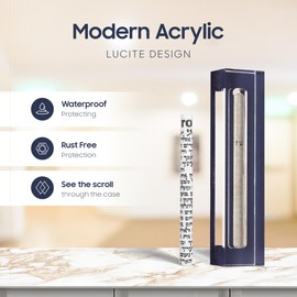 A&S Mezuzot Mezuzah Case For Door in Acrylic-Lucite Design Waterproof, Non- Kosher Scroll Included, Modern Home Decor And Protection (Navy, 6 Inches)