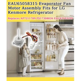 EAU65058315 Refrigerators Evaporator Fan Motor Assembly Fits for LG Kenmore LFC21776ST LFCS22520S LFX25973D LFX25974ST,Replaces AP7211789 PS17308826 EAU63103209