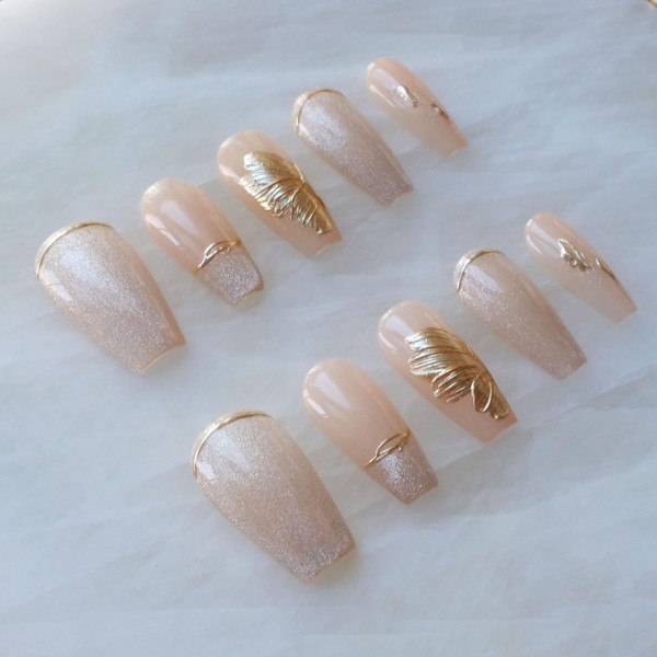 [GLORS] Purly Handmade Long Ballerina Press on Nails | Flower