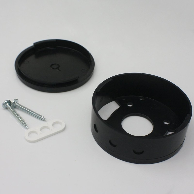 Junction Box, Black Plastic with Accessories, Diameter: 70 mm X