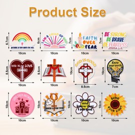 12pcs Bible Verse Embroidered Iron On Patches, Christian Sew On Patches Religious Vintage Sew Applique for Cloth Backpack Hat Jean Dress Repairing Decoration