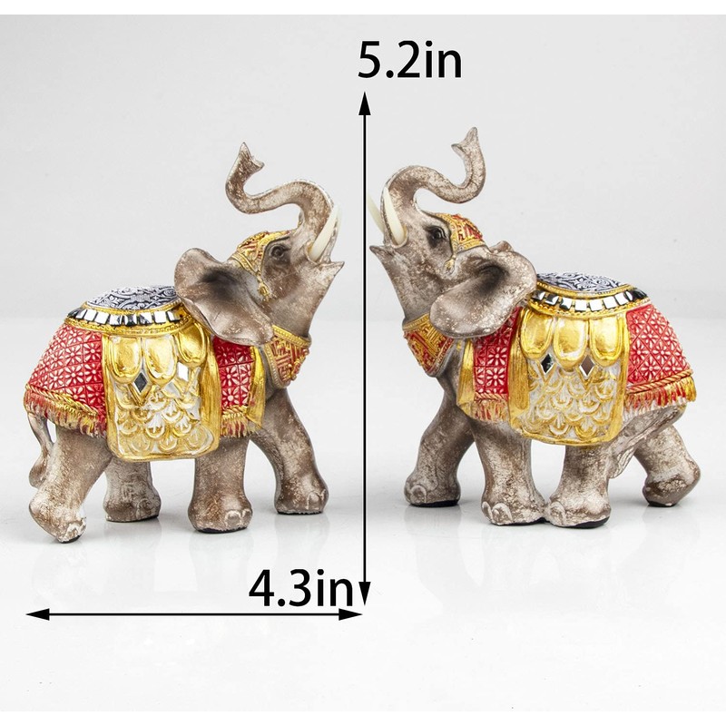 Wisifayardin Wealth Lucky Elephant Figurine with Trunk Up Elephant Statue