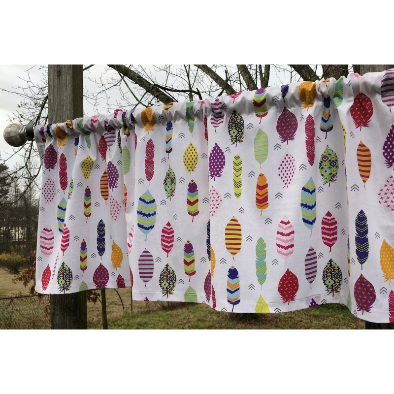 "Handmade" Feather Tribal Bird Feather Valance Nature White Handcrafted Curtain