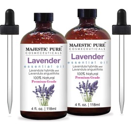 Majestic Pure Lavender Oil, Natural, Therapeutic Grade, Premium Quality Blend of Lavender Essential Oil, Set of 2 4 fl. Oz